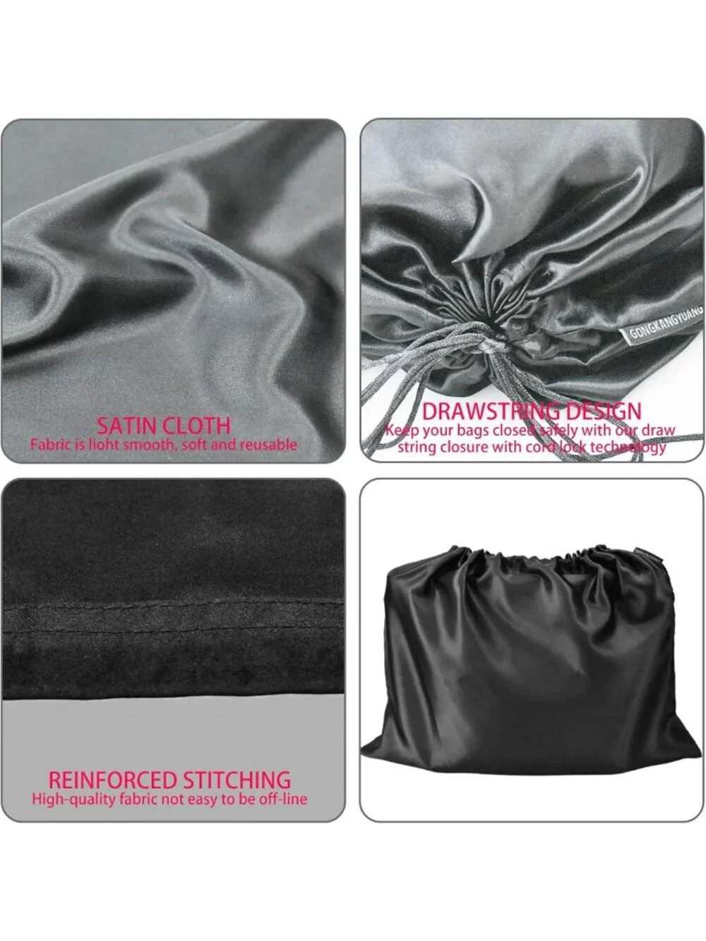 12 Pcs Satin Dust Bags for Handbags & Purses - Drawstring Storage Organizers